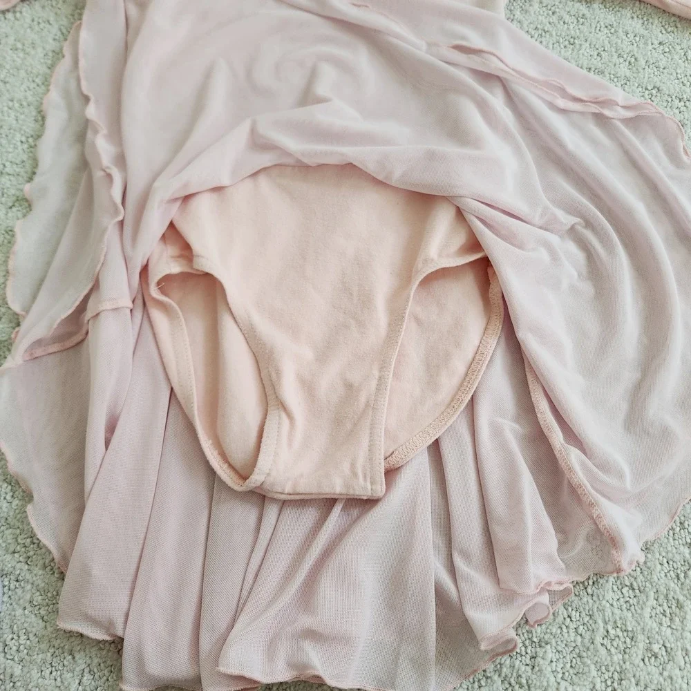 Theatricals Kids Pink Long Sleeve Tiered Mesh Skirted Ballet‎ Leotard MC